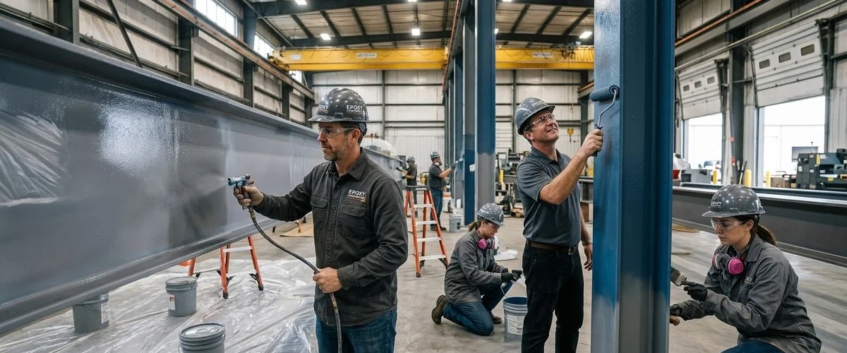 Anti-corrosion steel column coating in a Kuala Lumpur industrial plant